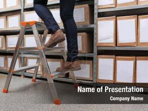 Climbing Up On the Ladder PowerPoint Template