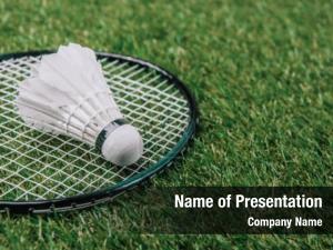 Close up Badminton Racket and Shuttlecock PowerPoint Template