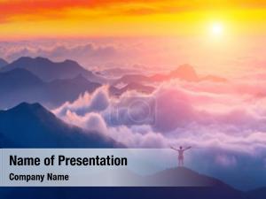 Hiking On The Top Of The Mountain PowerPoint Template