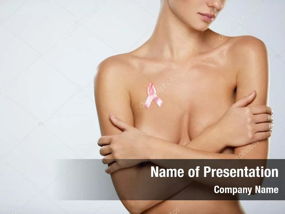 Breast Cancer Ribbon On The Naked Girl Body