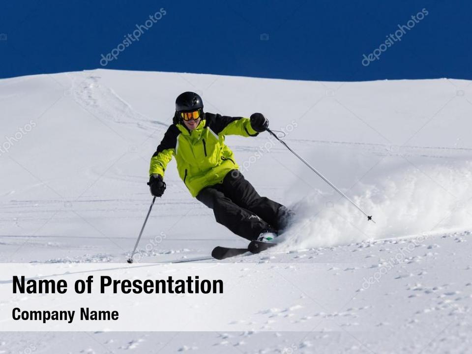 Skiing alpine skier downhill, blue