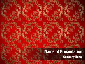 Red and Gold Floral Pattern PowerPoint Template