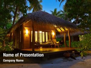 Sunset beach bungalow maldives vacation PowerPoint Template