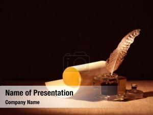 Near old inkstand scroll canvas PowerPoint Template