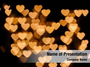 Background of Golden Hearts PowerPoint Template