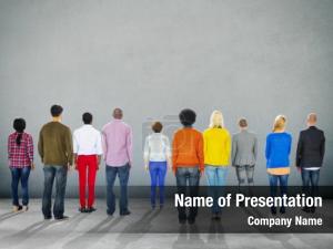 Rear View of Multi Ethnic Group of People PowerPoint Template