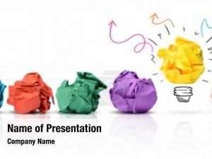 Colorful concept idea crumpled paper PowerPoint Template