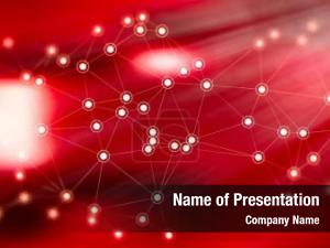 Connected Dots on Red Background PowerPoint Template