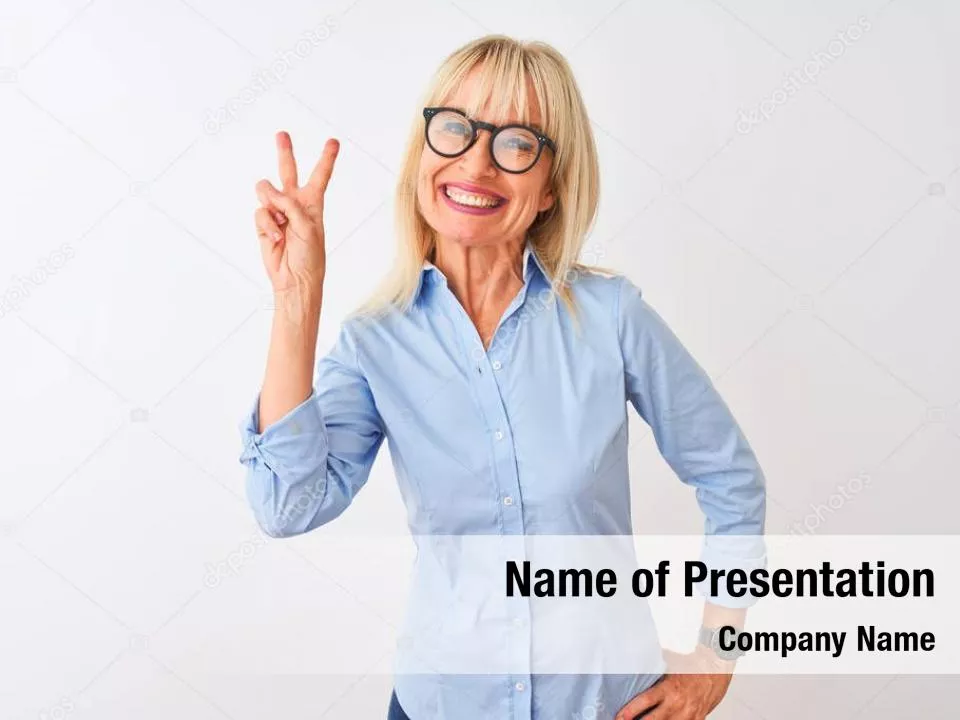 Businesswoman Showing Victory Sign