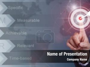 Businessman Pressing on Target Goal PowerPoint Template