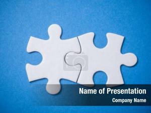 Man with Blue Business Puzzle PowerPoint Template