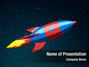 Cartoon Flying Rocket PowerPoint Template