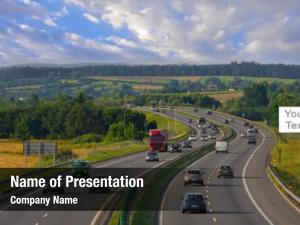 Lots billboards highway cars traffic PowerPoint Template