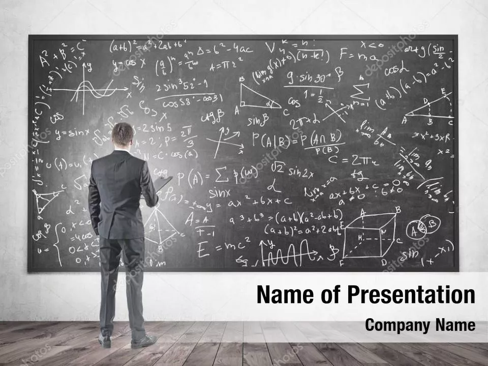 Man Looking at the Chalkboard with Formulas