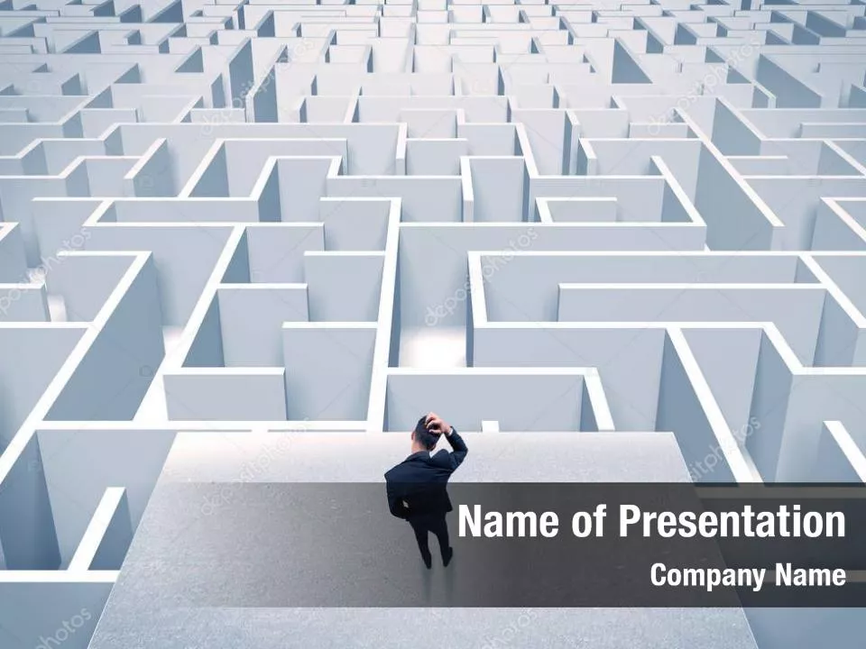 Businessman Staring at Infinite Maze PowerPoint Template - Businessman ...