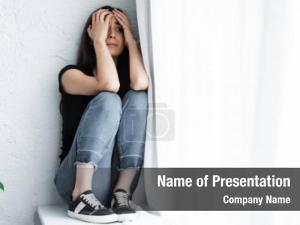 Woman scared young suffering panic PowerPoint Template