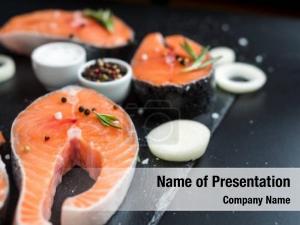 Steak raw salmon dark stone