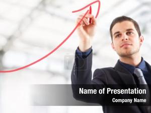 Rising businessman drawing arrow, representing PowerPoint Template