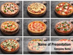 Italian set tasty pizzas grey