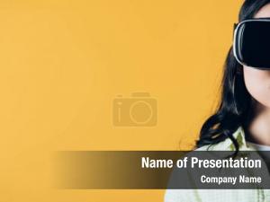 Girl cropped view virtual reality PowerPoint Template