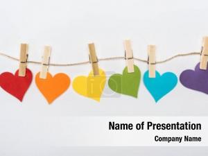 Paper rainbow multicolored hearts rope PowerPoint Template