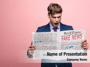 Reading shocked businessman newspaper fake