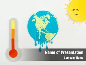 Sun paper cut melting earth PowerPoint Template