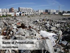 Destroyed pile debris building  PowerPoint Template