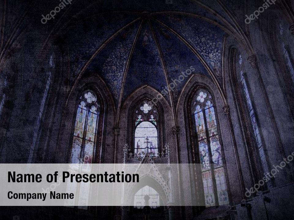 Church old retro gothic style PowerPoint Template Church old retro