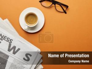 Glasses top view near business PowerPoint Template