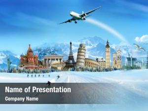 Collection winter vacation world monuments, PowerPoint Template