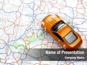 Car orange sports toy map