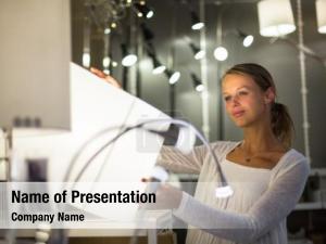 Woman pretty, young choosing right PowerPoint Template