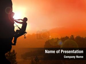 Silhouette Of Rock Climber PowerPoint Template