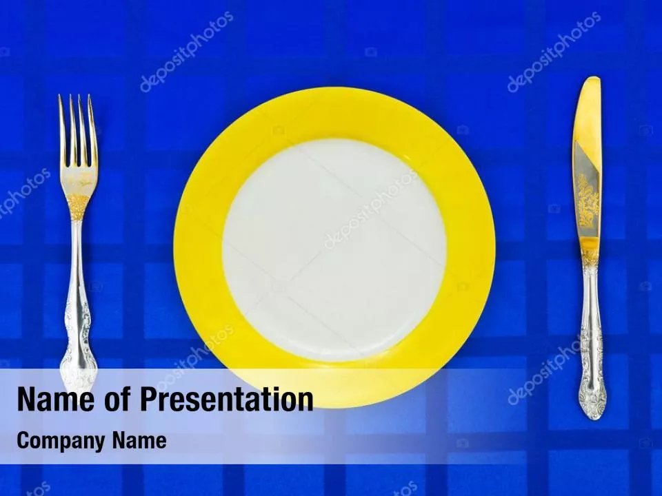 Gold Fork and Knife on Blue Cloth