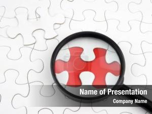 Magnifying Glass Searching Missing Puzzle Piece PowerPoint Template