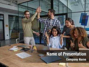 Rejoicing Business People PowerPoint Template