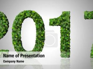 Year 2017 Made from Green Leaves PowerPoint Template