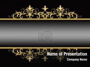 Gold Border Floral Pattern PowerPoint Template