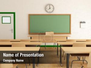 School Desk In A Classroom PowerPoint Template