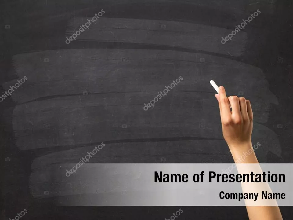 Female Hand Writing by White Chalk on Blackboard