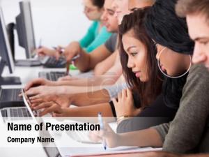 Students At The Computer PowerPoint Template