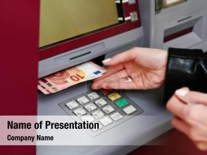 Hand close woman withdrawing money PowerPoint Template