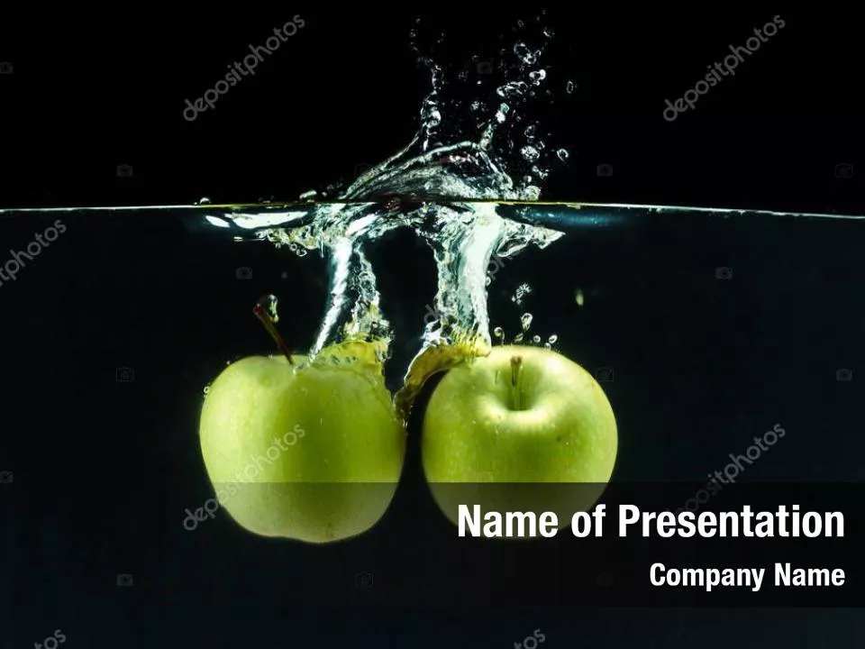 Green Apple Falling Into Water