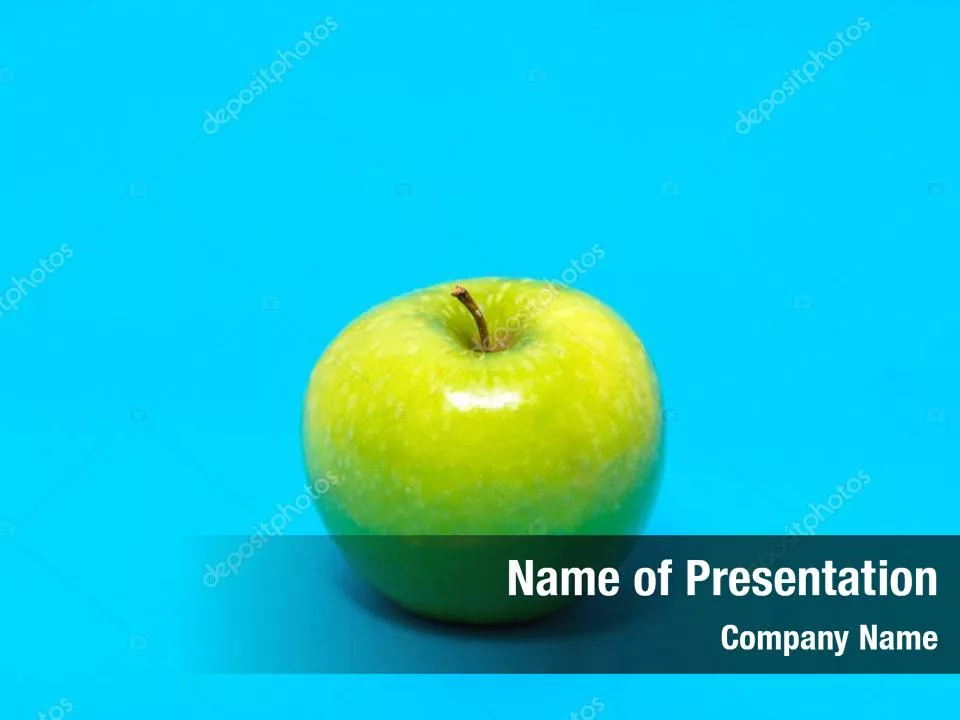 Green Apple On The Light Blue Background