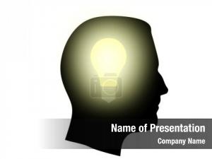 Bulb with Silhouette Human Head PowerPoint Template