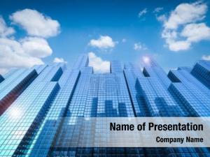 Blue Windows Of Skyscraper PowerPoint Template