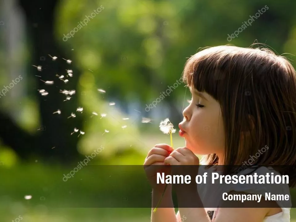 Kid Girl Blowing Dandelion Flower