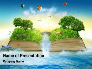 Opened illustration magic book covered PowerPoint Template