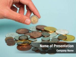 Man Hand in Holding Golden Coins PowerPoint Template